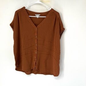 Orvis burnt orange oversized button down top XL